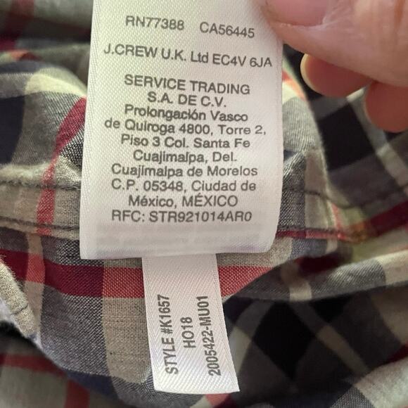 J.Crew Mercantile Flex Men's Large Slim Long Sleeve Button Down Red, White Blue - Picture 6 of 6